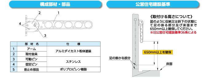 DRY・WAVE(ドライ・ウェーブ)窓壁用物干金物 KA50＜ST:ステンカラー